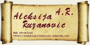 Aleksija Ružanović vizit kartica